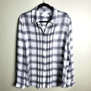 Foxcroft Grey Checkered Blouse Size 16